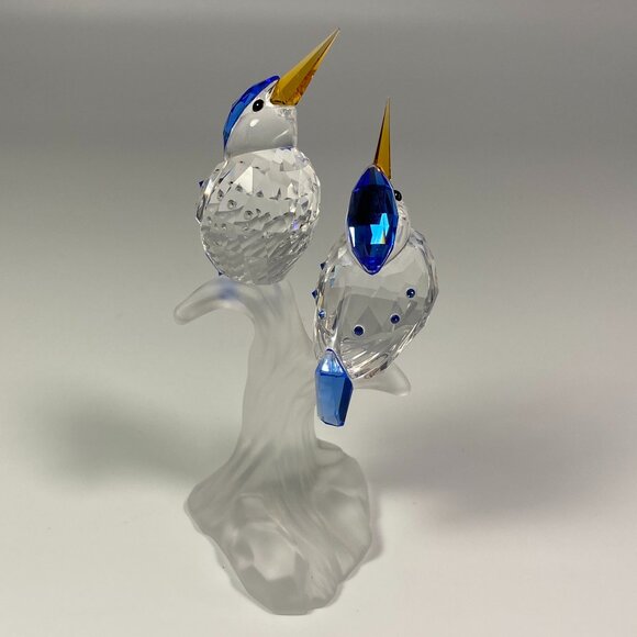 Swarovski Crystal Blue Malachite Kingfishers Figurine 623323 Mint Condition - Picture 1 of 9